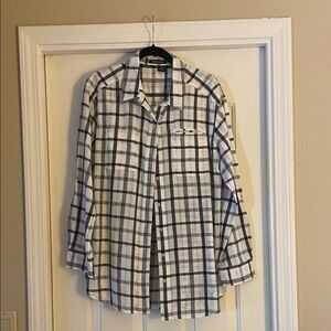 Sandra Ingrish women’s Plaid Shirt Jacket in Black and White xl like new